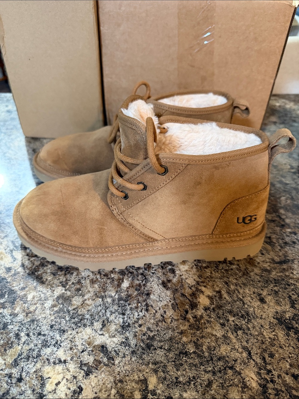 UGG Women’s Chestnut Lace-Up Suede Booties with Shearling
